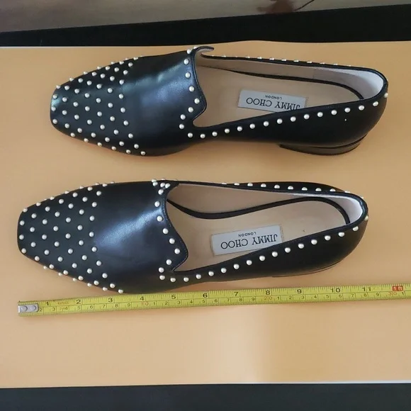 Jimmy Choo Black Studded Flats - Picture 8 of 9